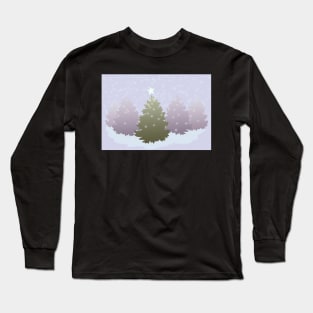 Christmas tree in a winter forest Long Sleeve T-Shirt